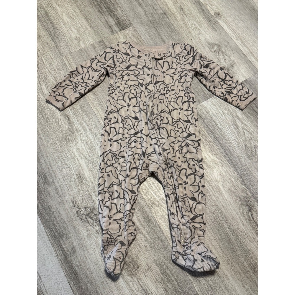 Carters Baby Pajamas 9m Footed Sleepers‎ 2 Way Zipper Floral Print Tan